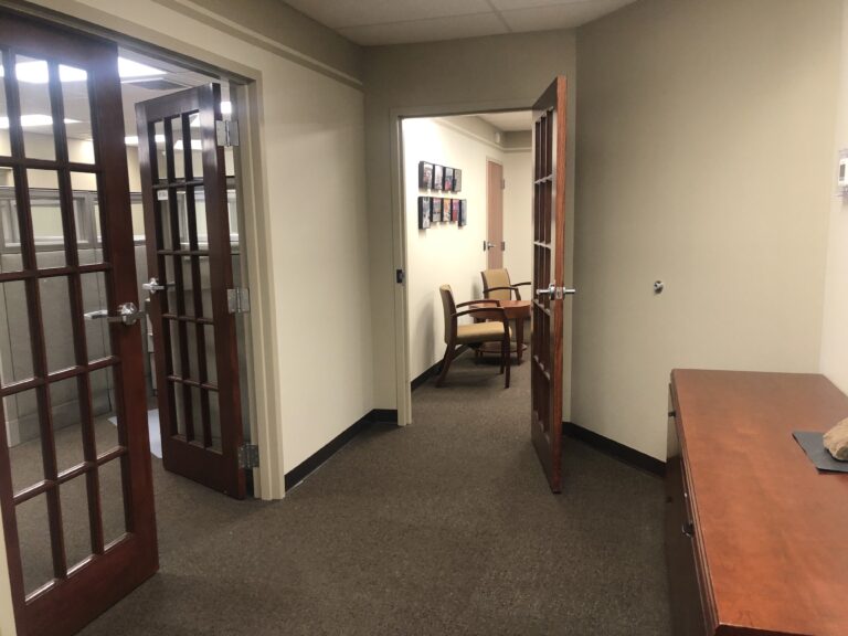 Office hallway and glass doors at Nuvork